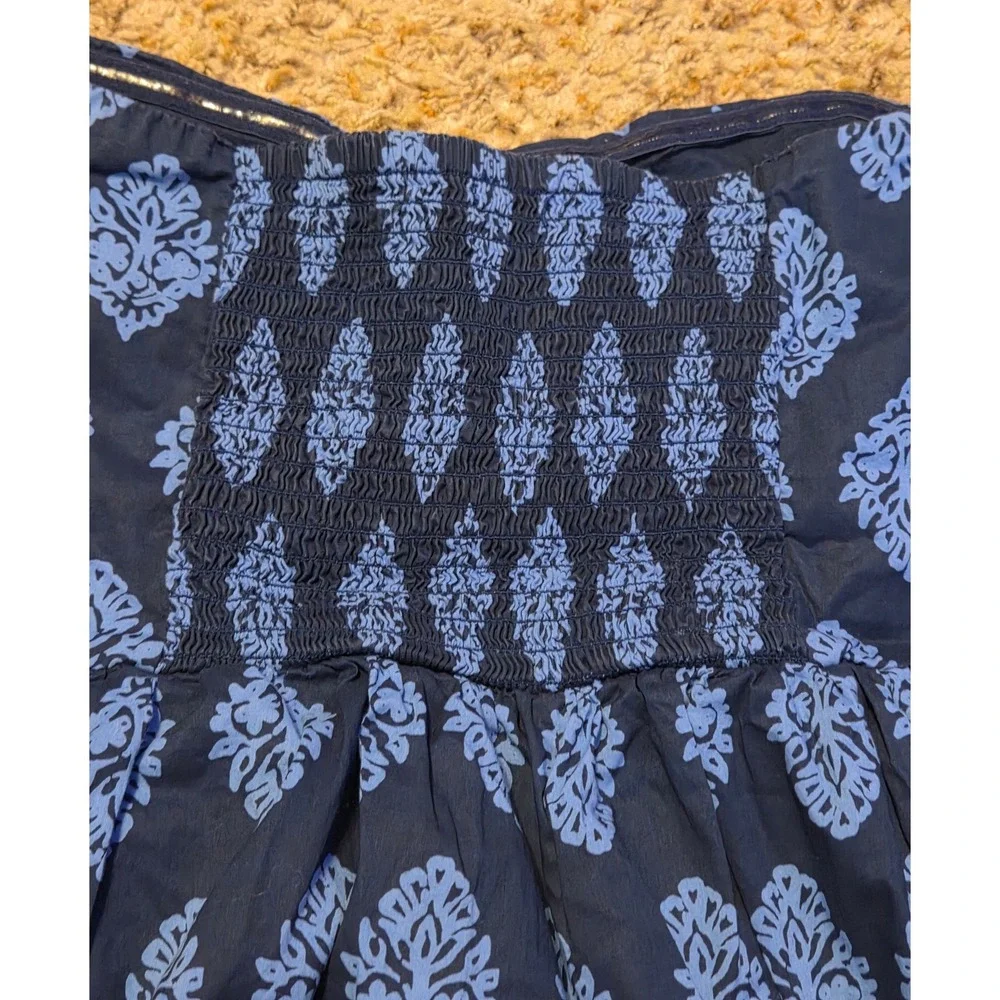 Old Navy Strapless Floral Print Dress Women's Size 14‎ Blue Side Zip